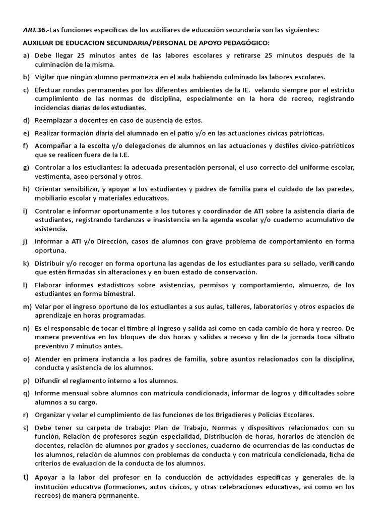 Funciones del Auxiliar de Educación Secundaria | PDF | Maestros | Cambio