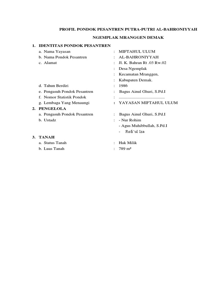 Contoh Profil Pondok Pesantren - IMAGESEE
