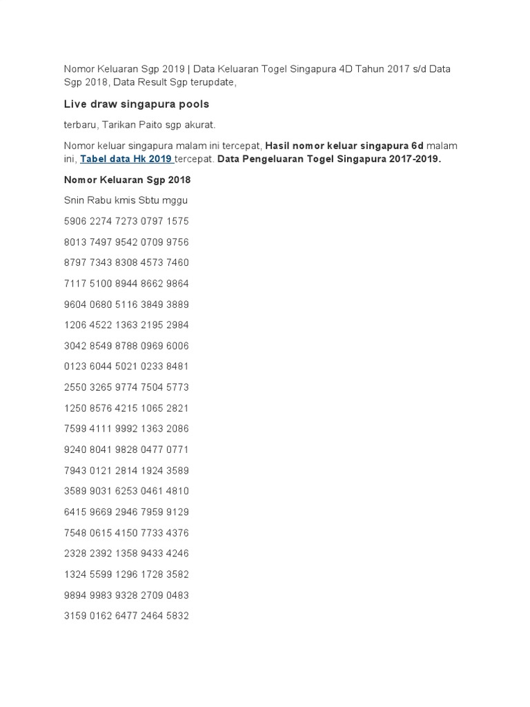 Data Keluaran Hk 2016 Sampai 2019