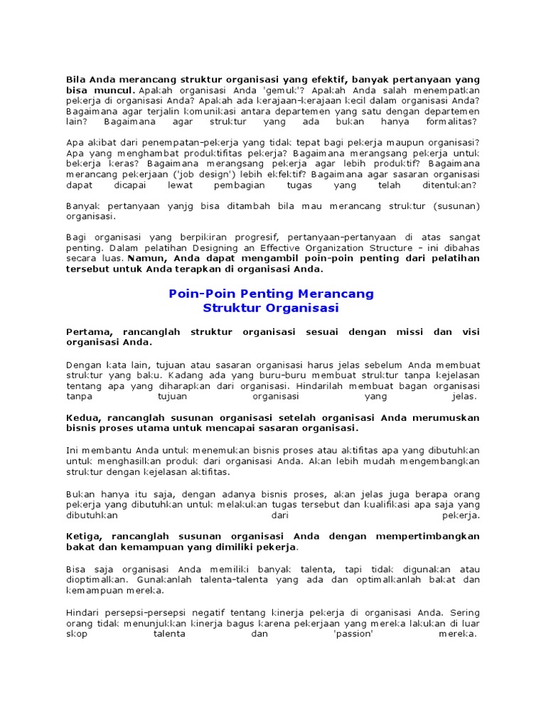 Struktur Organisasi Perusahaan yang Efisien dan Terstruktur