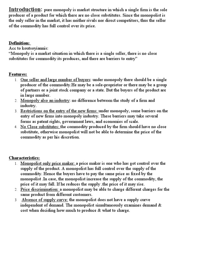 Introduction Monopoly L | PDF | Market Power | Monopoly