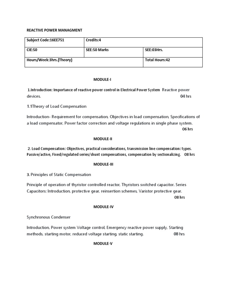 Reactive Power Management in Power Systems | PDF | Electric Power ...