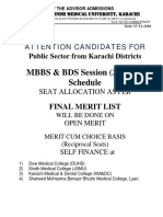 MBBS & BDS Session (2018-19) Schedule: Attention Candidates For