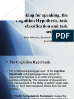 Re-Thinking For Speaking, The Cognition Hypothesis, Task Classification and Task Sequencing