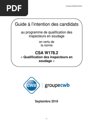 0301f Guide Qualification Des Inspecteurs En Soudage 2018 3 Pdf Soudage Construction