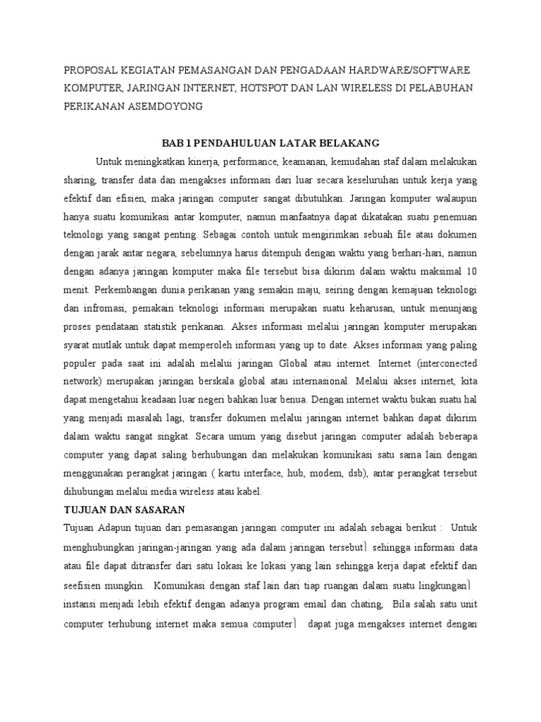 Proposal Kegiatan Pemasangan Jaringan Internet
