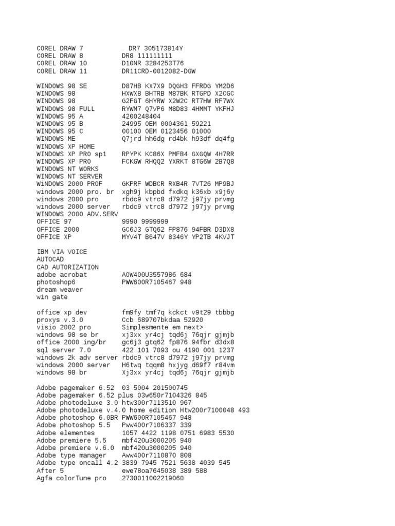 Numeros Seriais | PDF | Auto Cad | Windows Xp