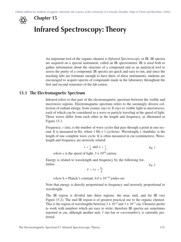 Infrared Spectroscopy: Theory: 15.1 The Electromagnetic Spectrum | PDF