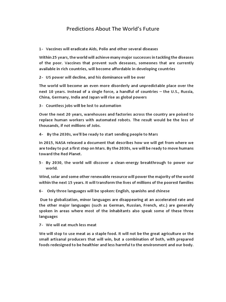 Future Predictions for 2049 | PDF