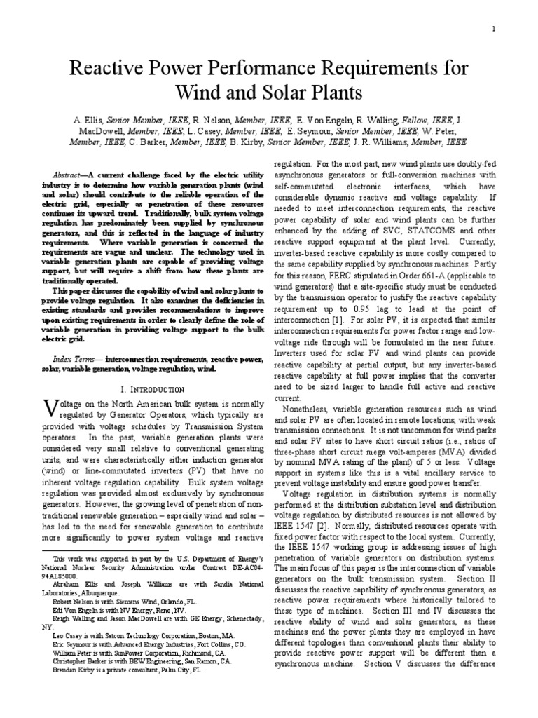 Voltage Regulation in Renewable Energy | PDF | Electric Power ...