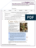 Reading Skills Practice: Can You Cook? - Exercises: Preparation