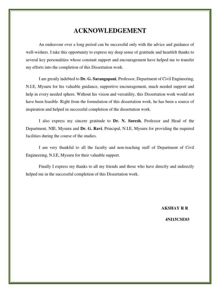 Acknowledgements for Civil Engineering Dissertation | PDF