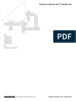 Unit 7 - Puzzles and Quizzes Answer Key