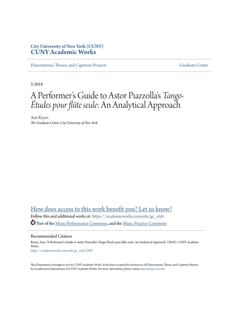 A Performer S Guide To Astor Piazzollas I Tango Etudes Pour Flu Tango Music Performing Arts