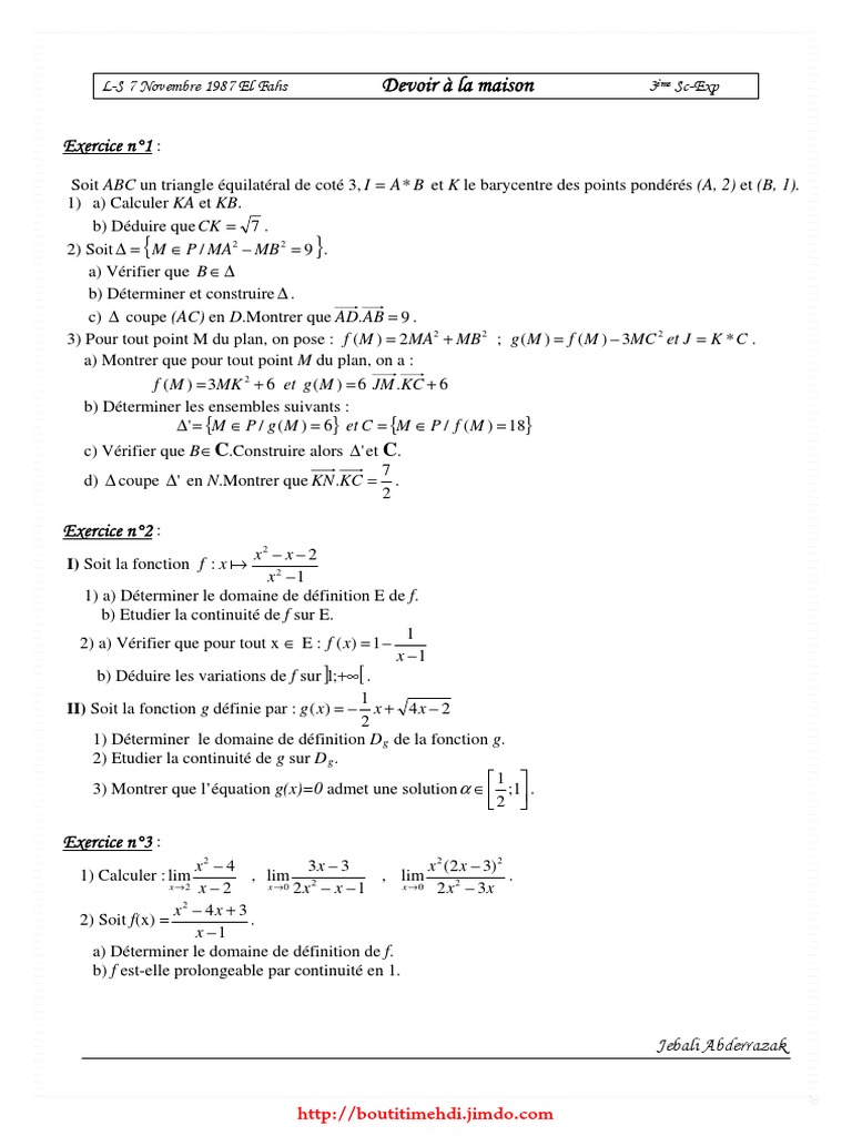 Dm De Maths 3ème Correction 2021 Devoir À La Maison - 3ème SC Exp | PDF | Mathématiques élémentaires |  Objets mathématiques