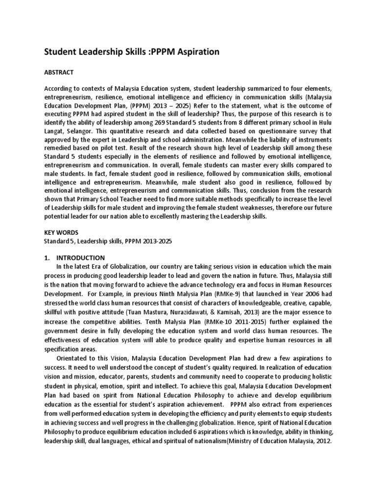 Student Leadership Skill 1 PDF Psychological Resilience Leadership