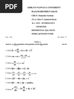 Adikavi Nannaya University Rajamahendravaram Cbcs Semester System Differential Geometry Mathematical Objects