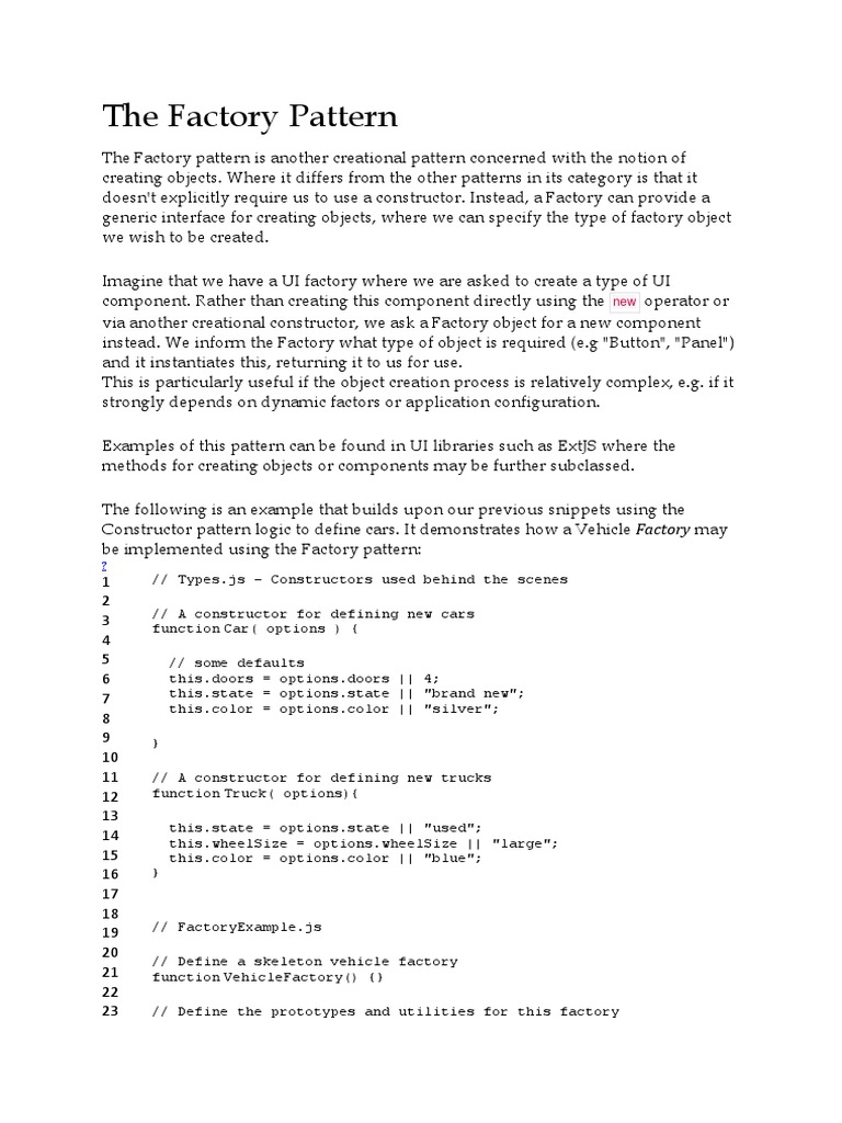 Factory Pattern | PDF | Constructor (Object Oriented Programming ...