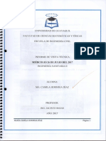 Informe de Visita Técnica ING. Sanitaria II - Profesor: Ing. Jacinto Rojas