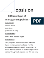 Synopsis On: Different Type of Management Policies