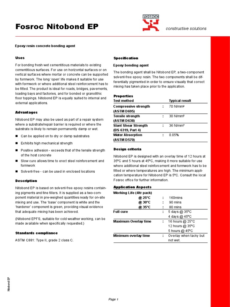 Tds Nitobond Ep VN PDF Epoxy Concrete