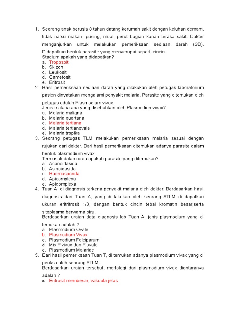 Soal Kasus Malaria