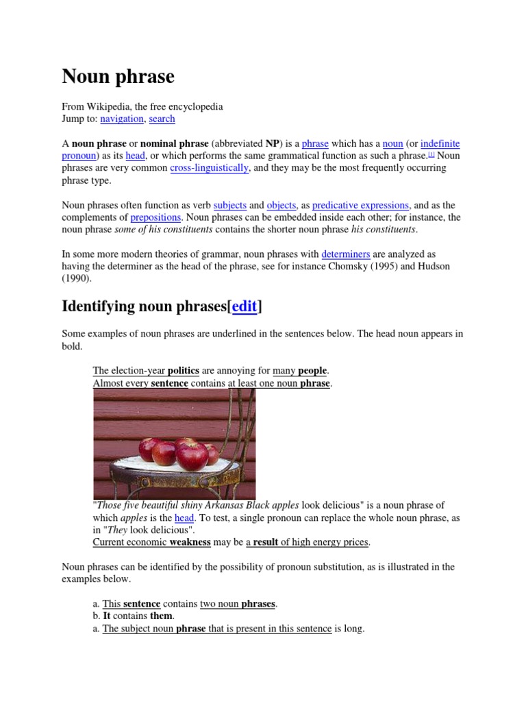 Understanding Noun Phrases in Grammar | PDF | Phrase | Verb