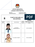 Partai Keadilan Sejahtera: Daftar Calon Tetap Anggota DPRD Provinsi Pemilihan Umum Tahun 2019