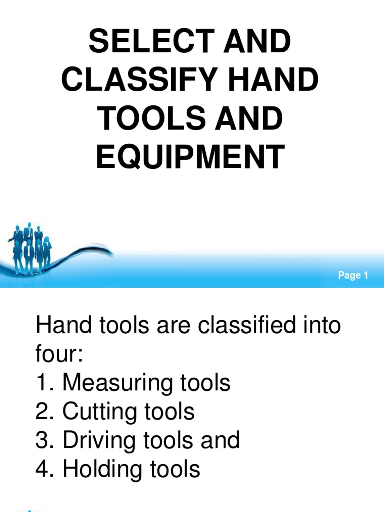 Select and Classify Hand Tools and Equipment Free Powerpoint Templates