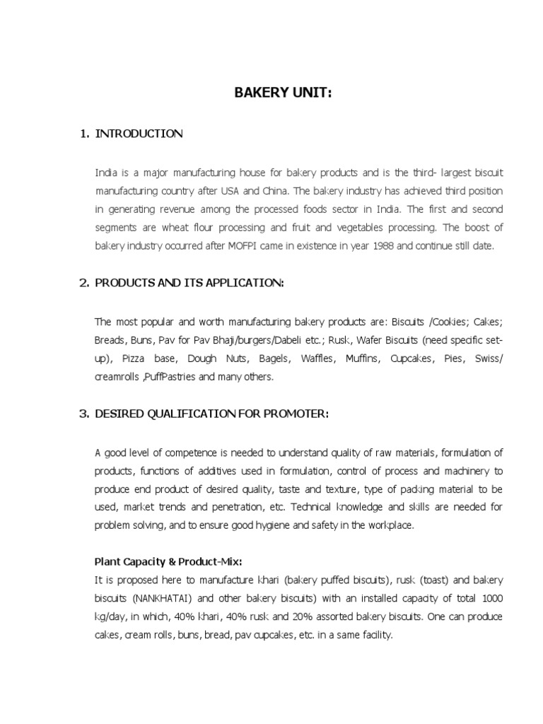 Bakery Unit All Products Except Bread PDF Bakery Breads