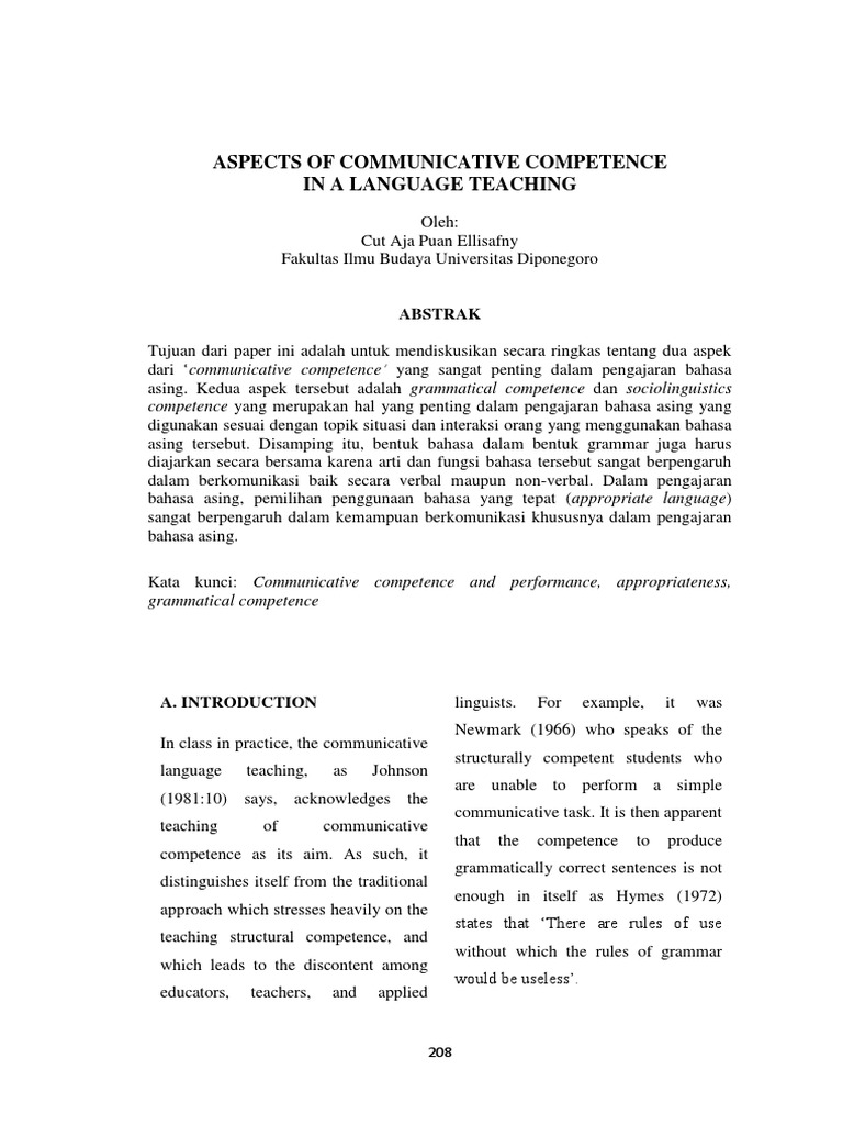 Communicative Competence in Language Teaching | PDF | Psycholinguistics ...