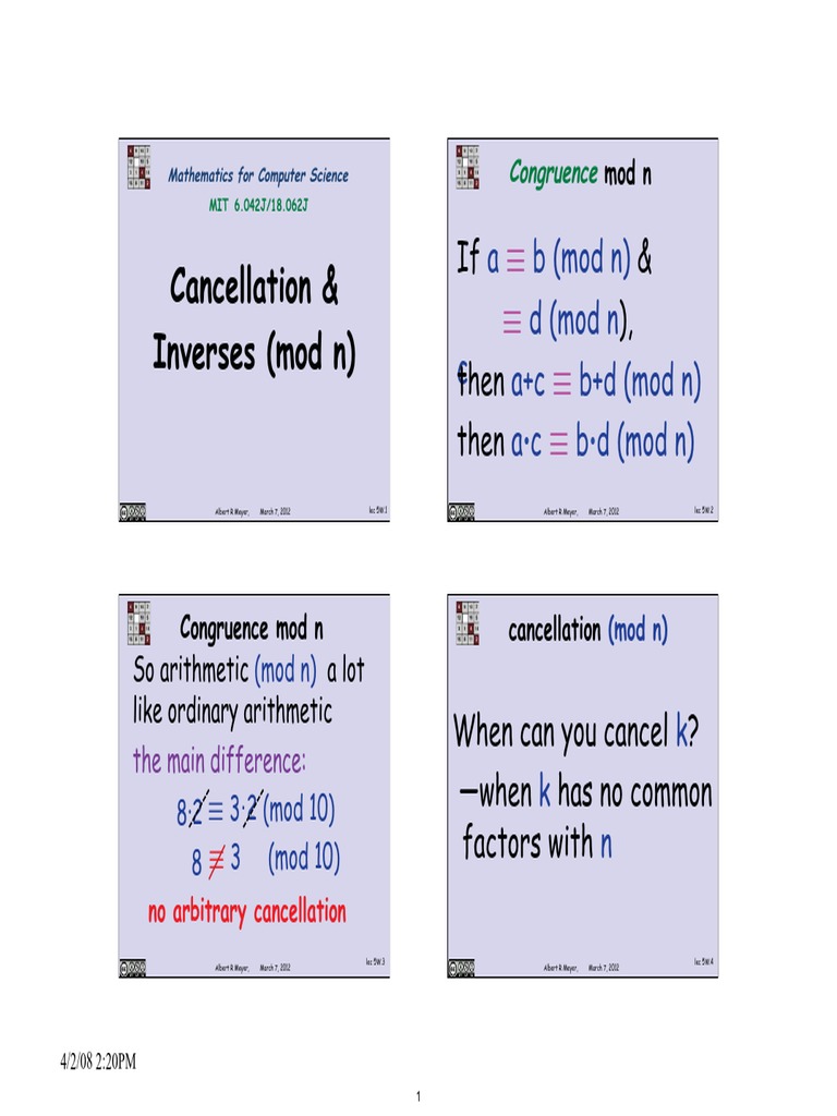 Mathematics for Computer Science: An Introduction to Congruence Modulo ...