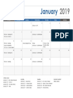 January Calendar 2019