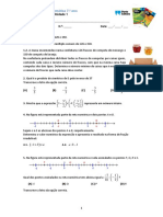 Matemática 7o ano - Teste Unidade 1