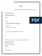 Loops: Write A C++ Program To Find The Resultant of X 2 and X Ranges From 1 To 5