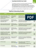 Applicant Onboarding Checklist: Activity Location Due Date