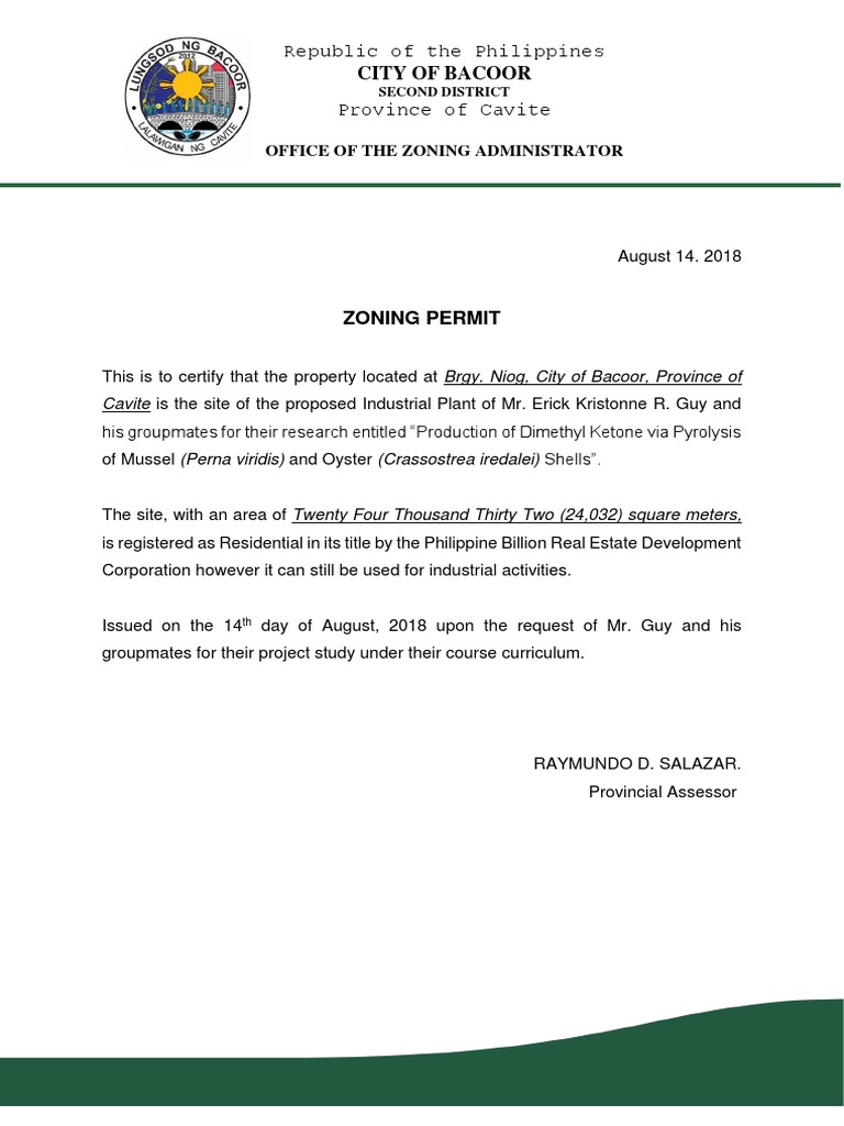 Zoning Permit for Industrial Plant | PDF