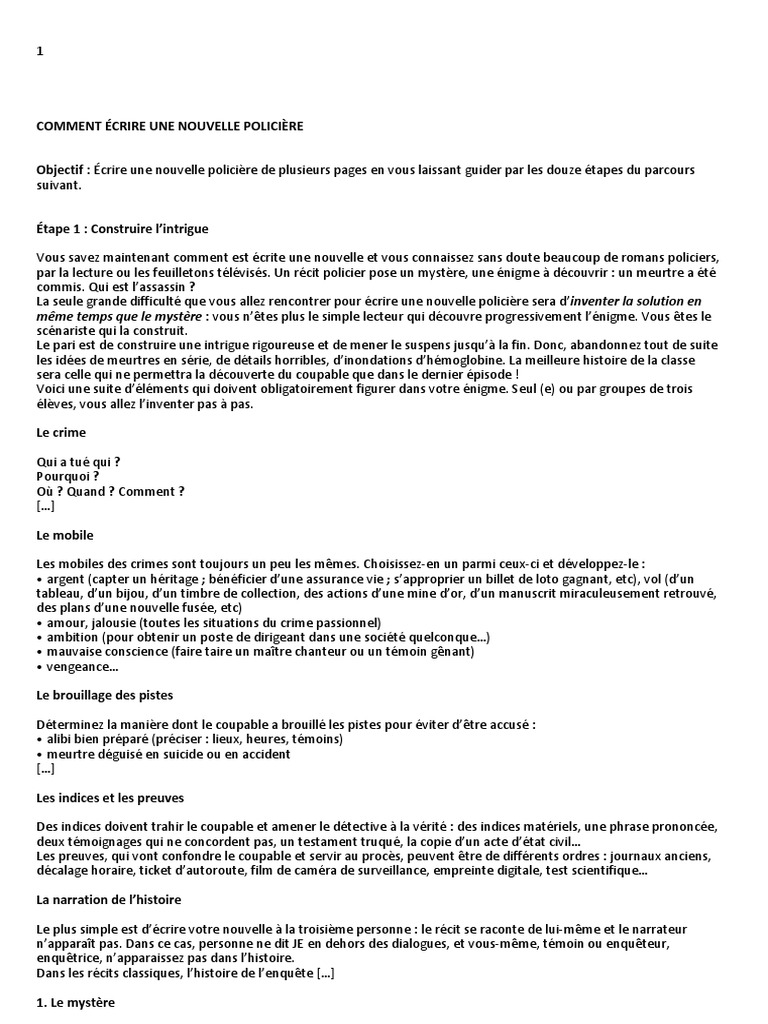 Nouvelles Policieres Agatha Christie Fiche Lecture