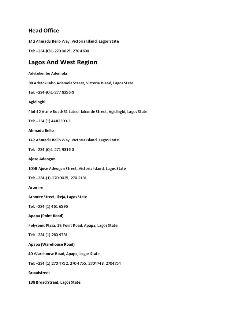Standard Chartered Branches in Nigeria PDF Nigeria Business