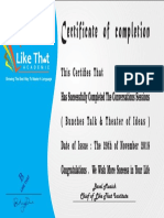 Certificate of Completion: Chief of Like That Institute