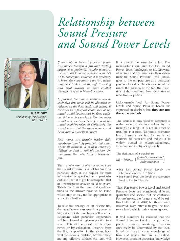Sound Pressure vs. Sound Power Levels | PDF | Decibel | Sound