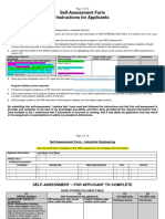 Self-Assessment Form for Industrial Engineering Applicants