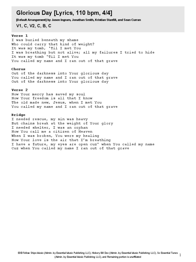 Glorious Day Lyrics