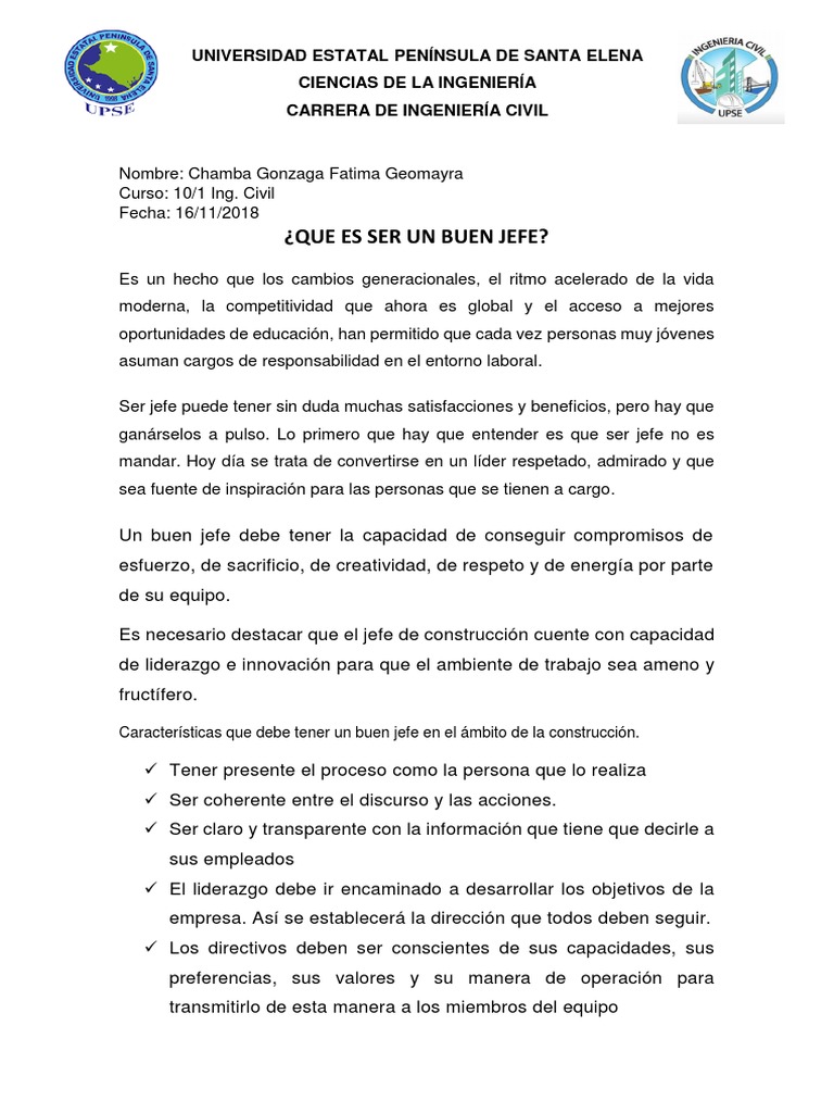 Claves para ser un buen jefe en construcción | PDF | Liderazgo ...