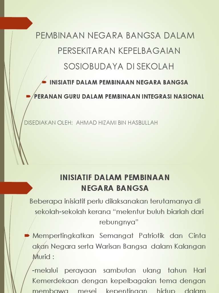 Bab 6 Pembinaan Negara Bangsa Dalam Persekitaran Kepelbagaian Sosiobudaya Di Sekolah
