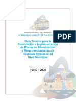 Guía Técnica para La Formulación e Implementación de Planes de Minimización y Reaprovechamiento de Residuos Sólidos en El Nivel Municipal