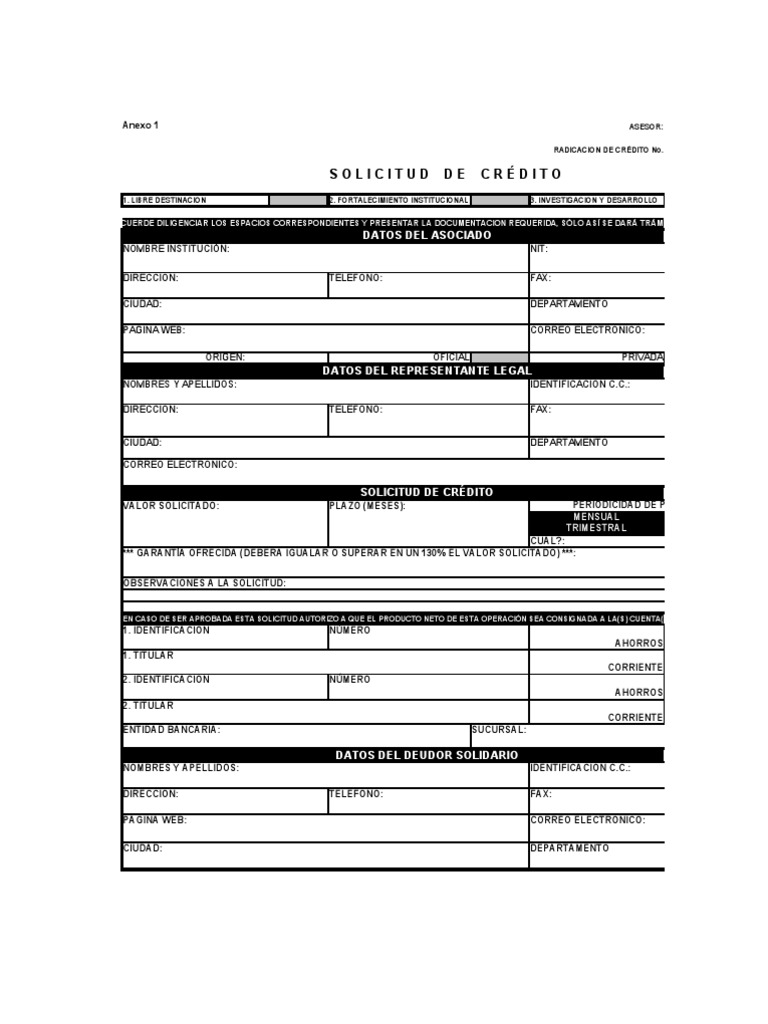 Solicitud De Credito De Una Empresa Comercial - dinero facil uruguay
