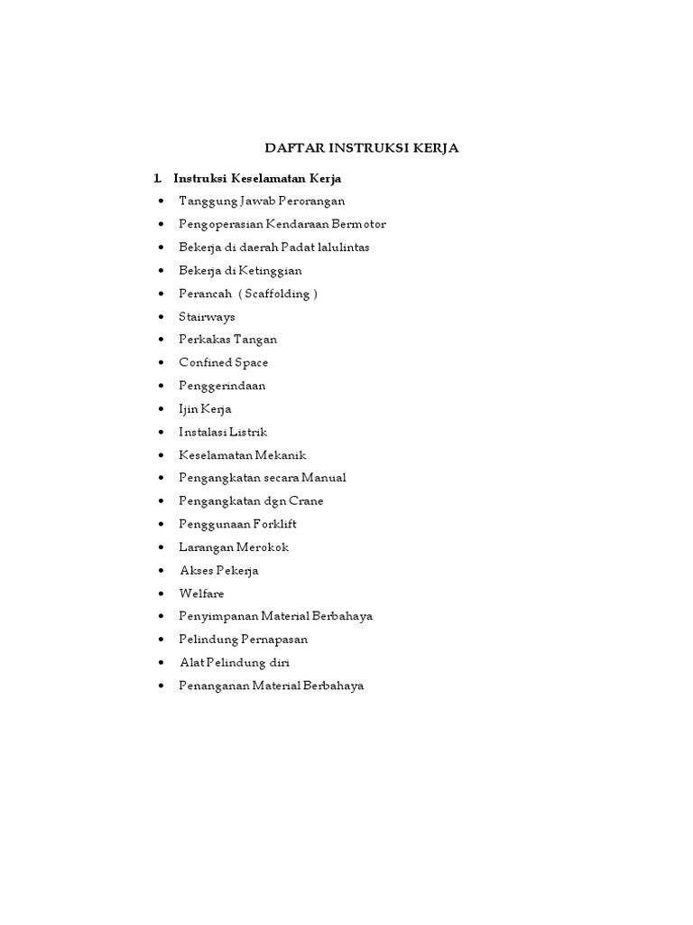 Daftar Instruksi Kerja | PDF