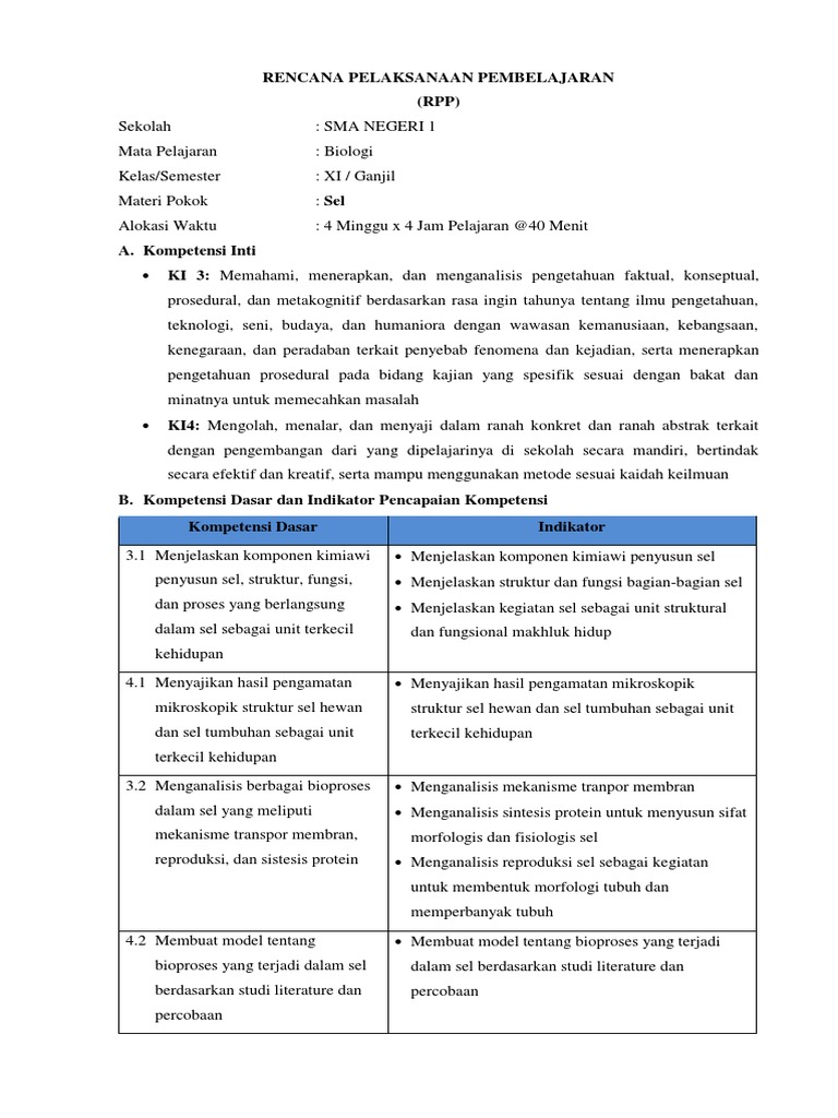 RPP Biologi Kelas Xi k13 | PDF