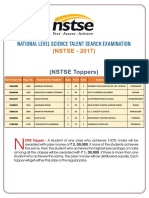 Ss Te N: National Level Science Talent Search Examination